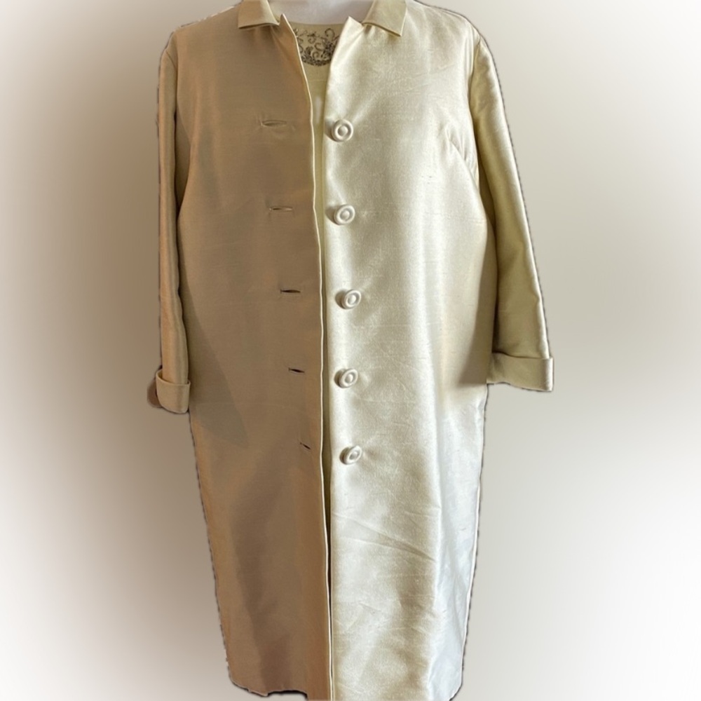 Plus Size 1960’s Vintage Shantung Silk Opera Coat and Matching Dress